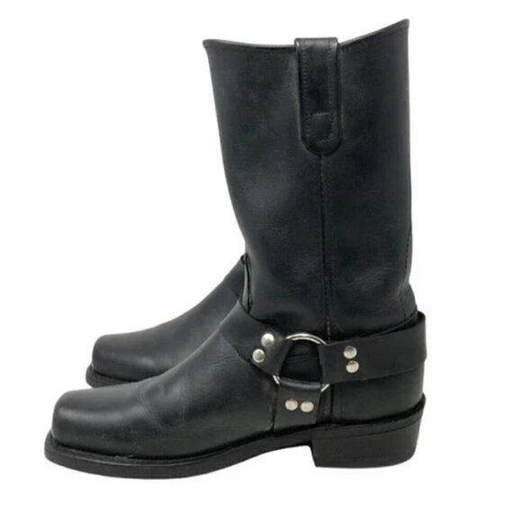 Santa Fe Boot Co. Black Leather Harness Boots Size 9.5 - Picture 4 of 8